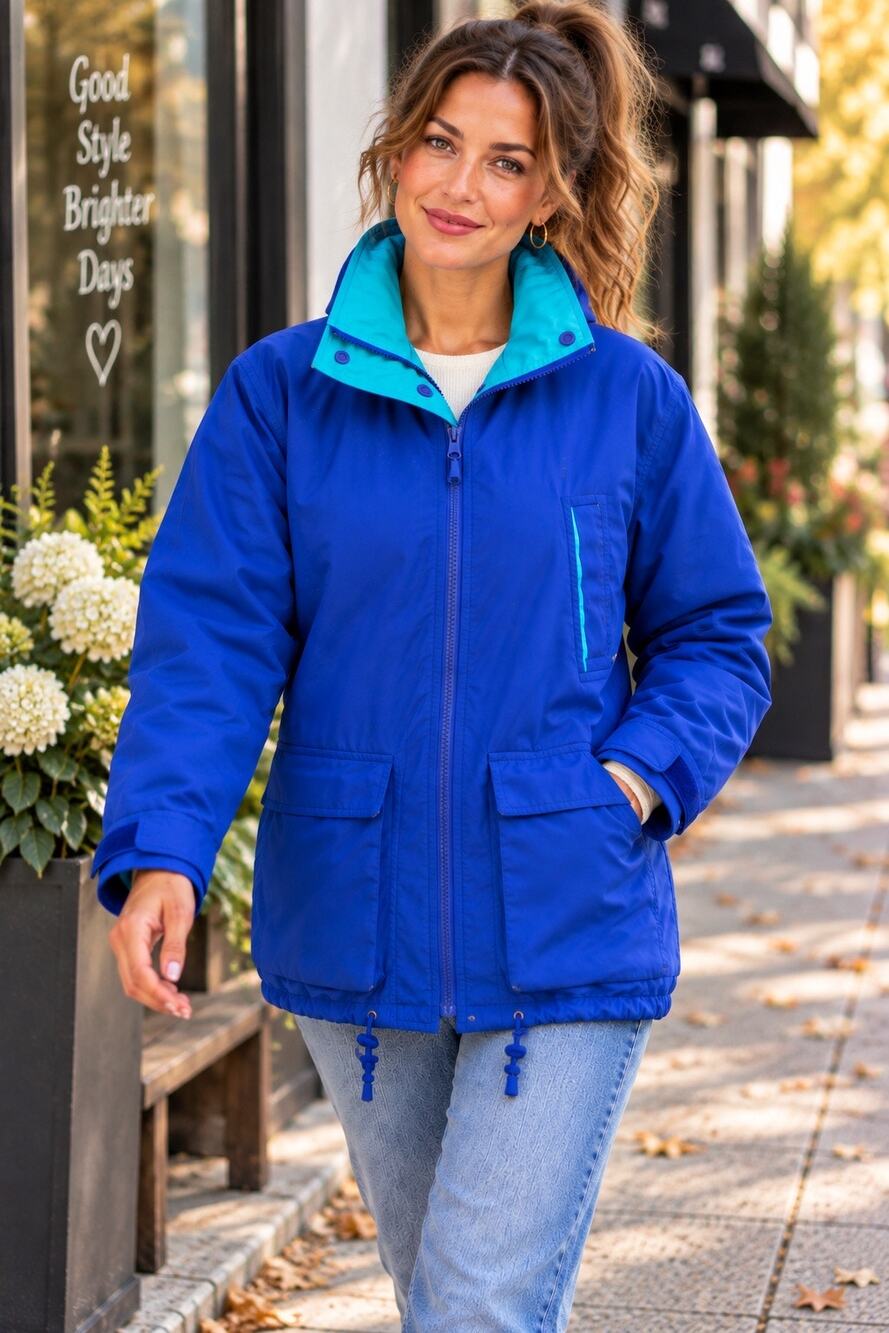 Vintage Pacific Trail Blue + Teal Hooded Jacket